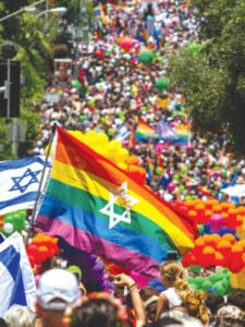 Pride parade with Israeli flags