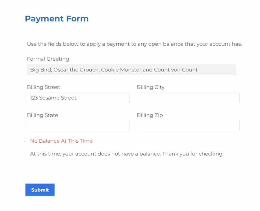 Paynment Form with editable fields